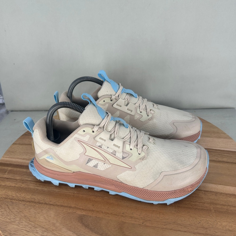 Altra Lone Peak 7 Trail Running Shoes Womens 9.5 Tan Blue AL0A7R7G922